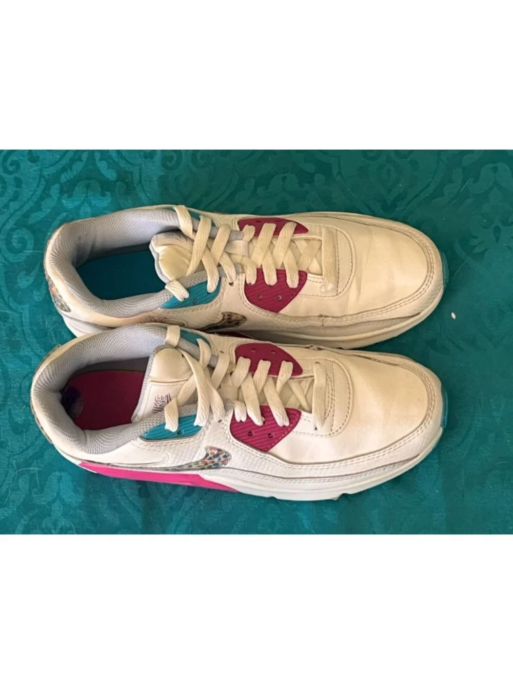 Nike Air Max 90 LTR SE ( GS ) Youth 6.5 Polka Dot White/Pink/Blue (DV1843 100)